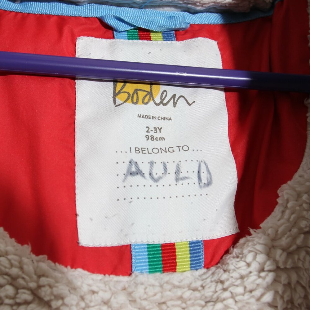 Mini Boden Kids' Stripe Waterproof Puffer Jacket Multi Rainbow Full Zip 2-3Y - Picture 14 of 15